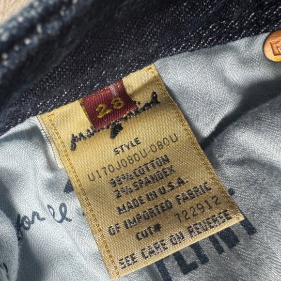 7 for All Mankind Flynt Dojo Style Gold Embroidered Pockets Bootcut Jeans 28 - Picture 15 of 16